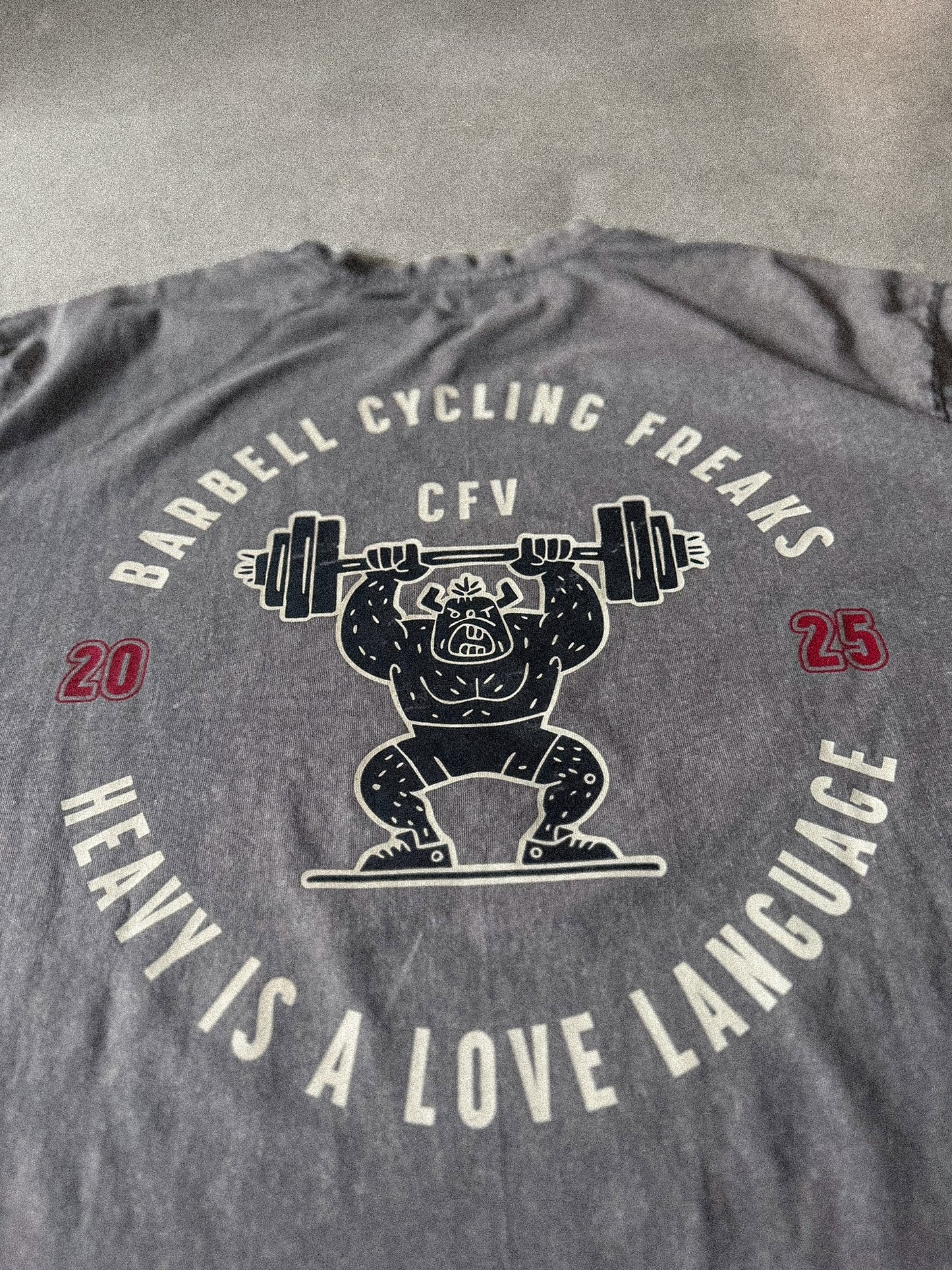 BARBELL CYCLING Tee Vintage Grey