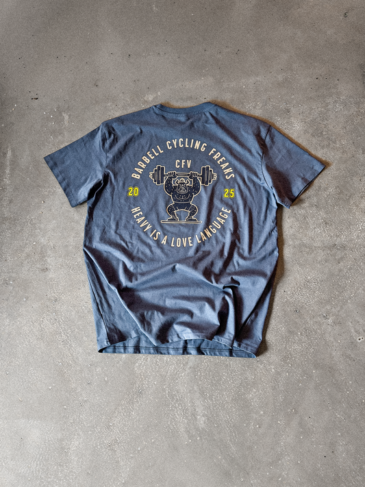 BARBELL CYCLING Tee Vintage Blue