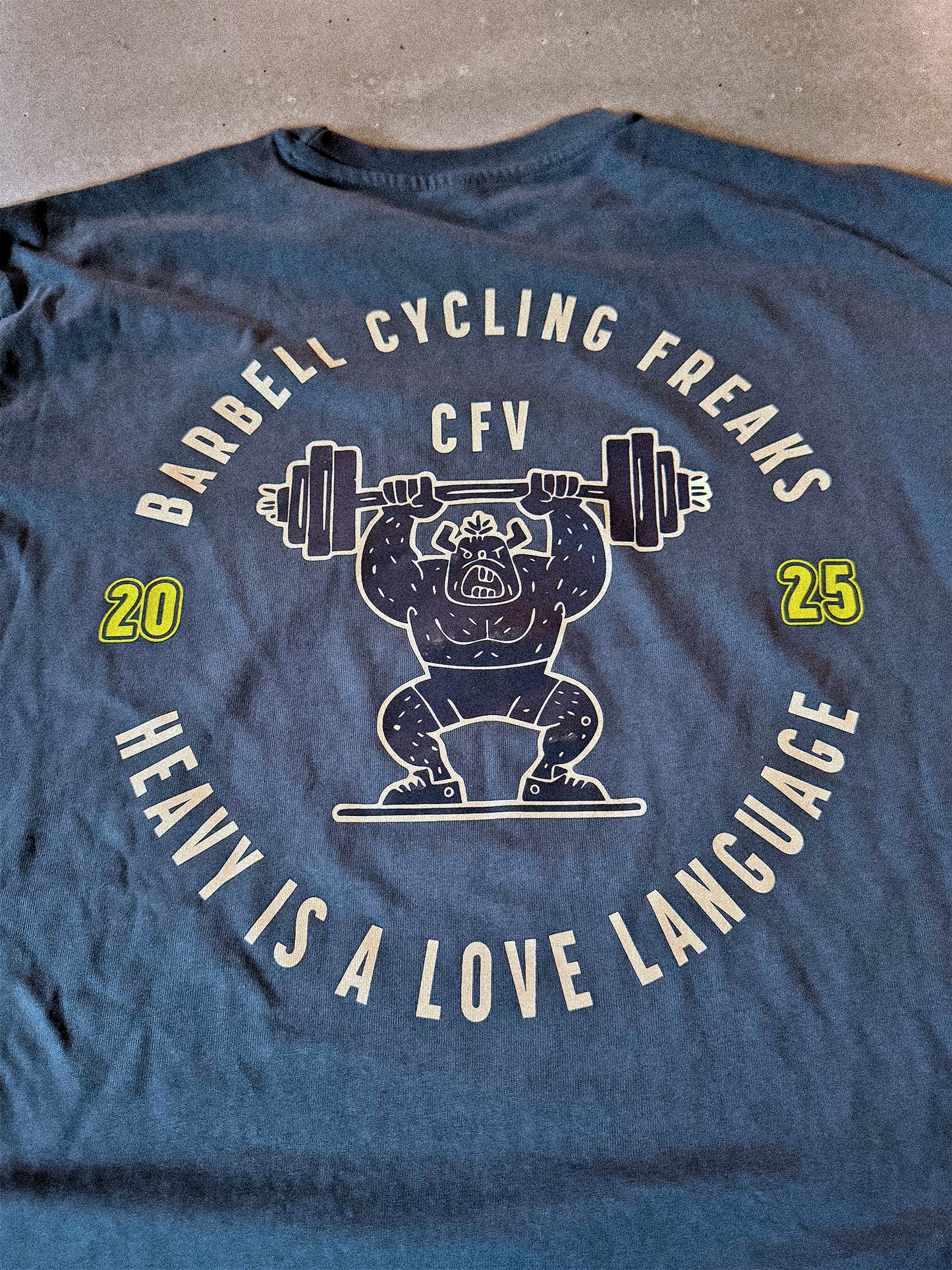 BARBELL CYCLING Tee Vintage Blue